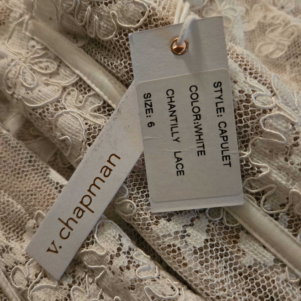 V. Chapman Capulet Dress in White Chantilly Lace - Picture 10 of 11